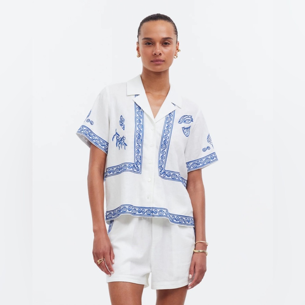 Madewell x Lisa Says Gah Embroidered Button Front Shirt